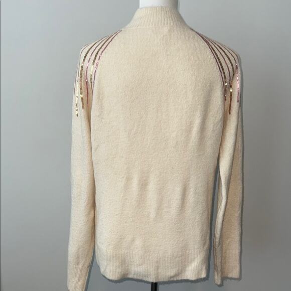 143 Story Chic Cream Sweater Gold Pink Sequin Design Women's Small - Picture 6 of 6